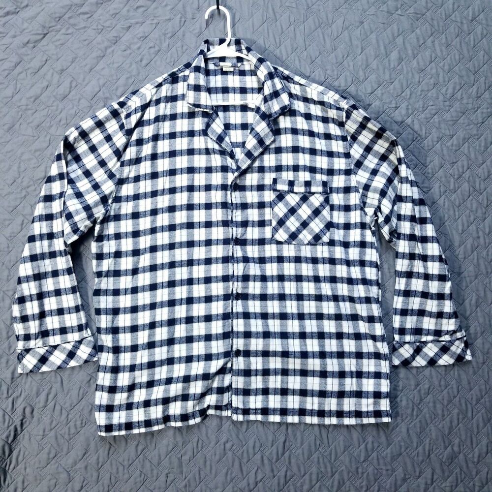 St JOHN'S Bay Shirts Women's XXL Blue/ White Plaid Button Up Long Sleeve Casual
